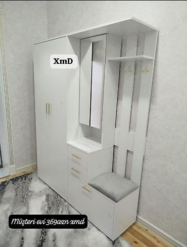 Ağ rəngli dəhliz dolabı və paltar asqısı sistemi - Kompakt