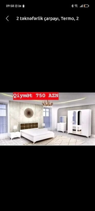 qedimi stullar: İkinəfərlik çarpayı, Dolab, Termo, 2 tumba, Azərbaycan, Yeni — 1