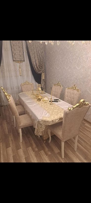 İşlənmiş, Dördbucaq masa, 6 stul lalafo.az -da İşlənmiş, Dördbucaq masa, 6 stul