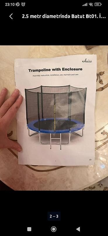 batut satışı: 2.5 m diametrli qoruyucu torlu batut (Anise, Trampoline with — 3
