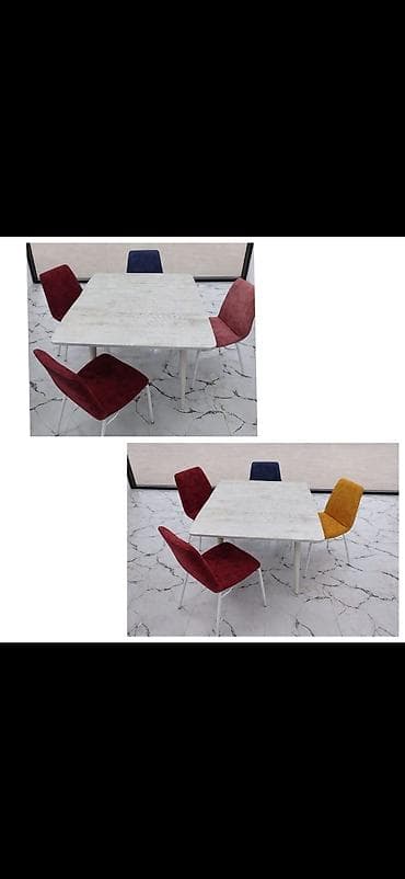 Mətbəx üçün, Açılmayan, Kvadrat masa, 4 stul