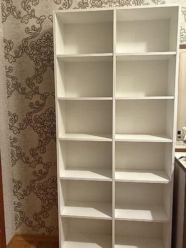 dekor ref: Ağ rəngli iki sütunlu rəf sistemi - Material: laminat/MDF tipli ağ — 1