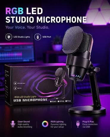 blu ray disk: RGB LED Studio Mikrofonu – USB - USB qoşulma: Plug & Play – — 1