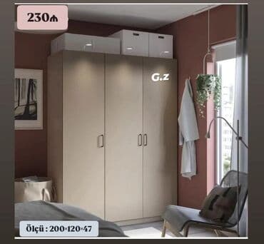 2qapılı dolab: Açılan, 3 qapılı Düz dolab, Qarderob, paltar dolabı — 1