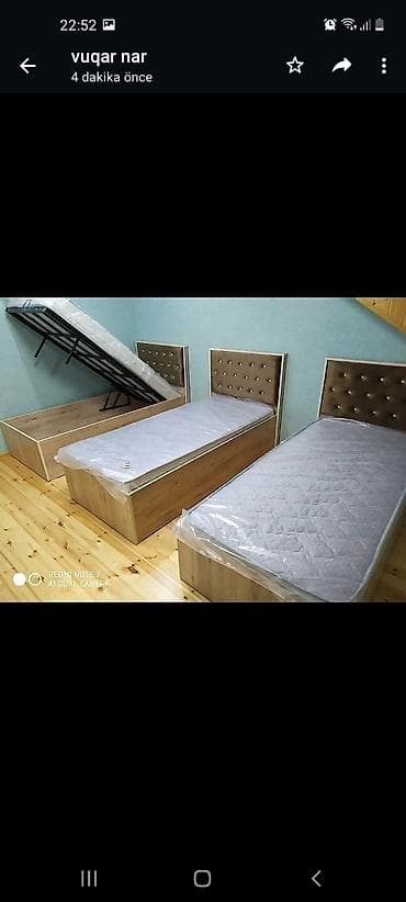 Çarpayılar: Yeni, Təknəfərlik çarpayı, Bazalı, Matras ilə, Siyirməsiz, Azərbaycan — 3