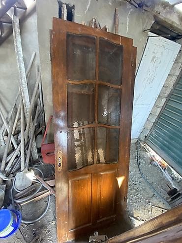 asma tavan hamam: Ağac qapılar – şüşəli model - Material: təbii ağac (taxta karkas və — 5