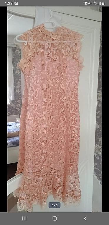 Toy paltarları və aksesuarları: Zərif güləbəti rəngdə qipir don - Material: sıx naxışlı çiçəkli qipir — 1