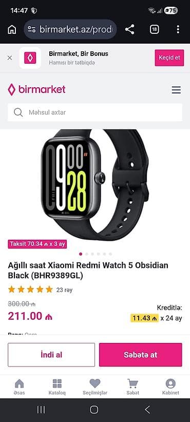 Smart saatlar: Xiaomi Redmi Watch 5 – Obsidian Black (BHR9389GL) - 1.75" AMOLED — 3