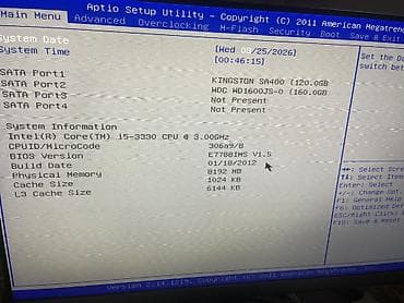 parametrler: Stolüstü PC – Intel Core i5-3330, 8 GB RAM, 256 GB yaddaş Texniki — 2