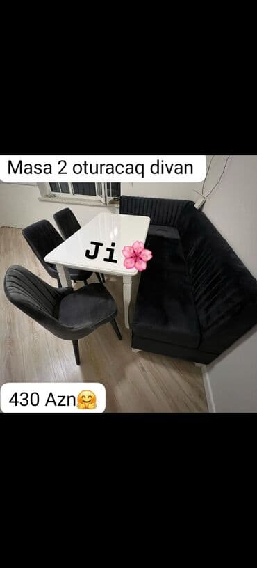 stol desdi: Qonaq otağı üçün, Açılmayan, Dördbucaq masa, 4 stul — 4