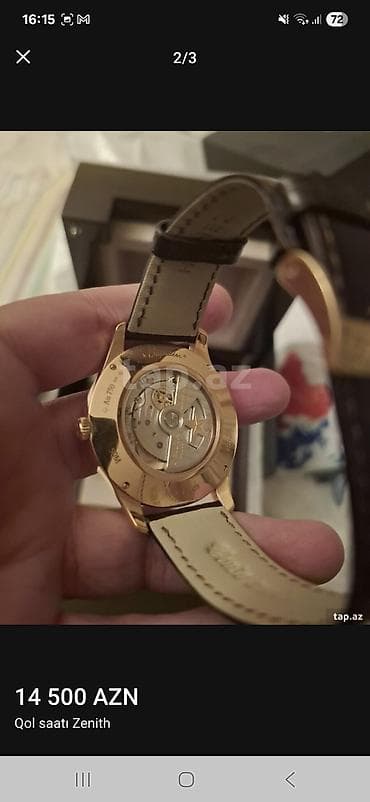 patek philippe 58152 original: Zenith qol saatı - Korpus: sarı qızıl (AU 750 işarəli), şəffaf arxa — 2