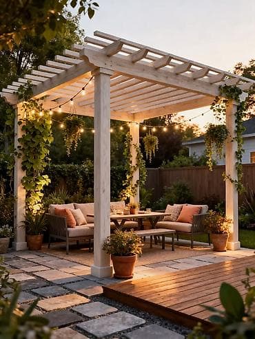 perdelər: Bağ üçün taxta pergola – estetik kölgəlik və istirahət məkanı - — 4