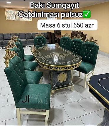 laptop masasi: Qonaq otağı üçün, Yeni, Açılmayan, Oval masa, 6 stul — 1