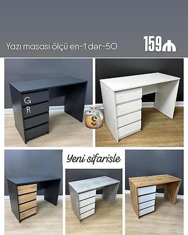 Düz masa, Stulsuz, Polkasız, Siyirməli, Sadə laminat