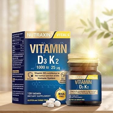 Nutraxin Vitals Vitamin D3 K2 – qida əlavəsi - Tərkib: D3 vitamini