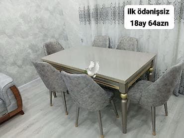metbex masalari: Qonaq otağı üçün, Yeni, Dördbucaq masa, 6 stul — 1