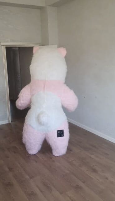 şir yumşaq oyuncaqlar: Məhsul: Pələng-ayı maskotu kostyumu (pambıq kimi tüklü, ağ-çəhrayı) — 2