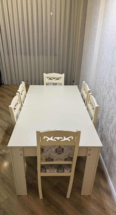 Masalar: Mətbəx üçün, Açılmayan, Dördbucaq masa, 6 stul — 4