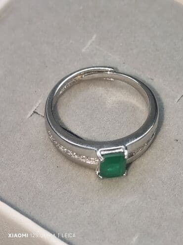 əqiq qaşlı uzuklər: Üzük, Gümüş, 925 Əyar, Zümrüd — 3