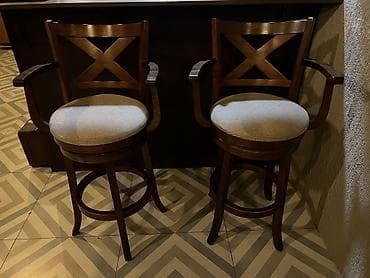 nerj bak: Mətbəx/bar üçün taxta bar tabureti dəsti (2 ədəd) - Material: massiv — 1