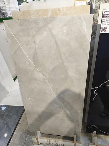 Böyükformat keramika/plitə – boz-bej mərmər effektli - Material