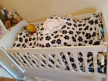 ağ uşaq carpayısı: Oğlan və qız üçün, İşlənmiş, Dördbucaq, Beşik, Dəstsiz, Matras ilə, Yellənmə mexanizm ilə — 2