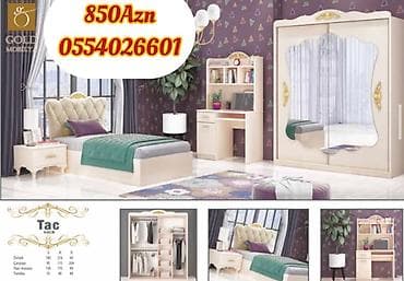 set mebel: Oğlan və qız üçün, Yeni, Təknəfərlik çarpayı, Yazı masası, Dolab, Tumba — 6