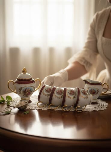 qab qurudan: Qəhvə dəsti, rəng - Ağ, Farfor, 6 nəfərlik — 1