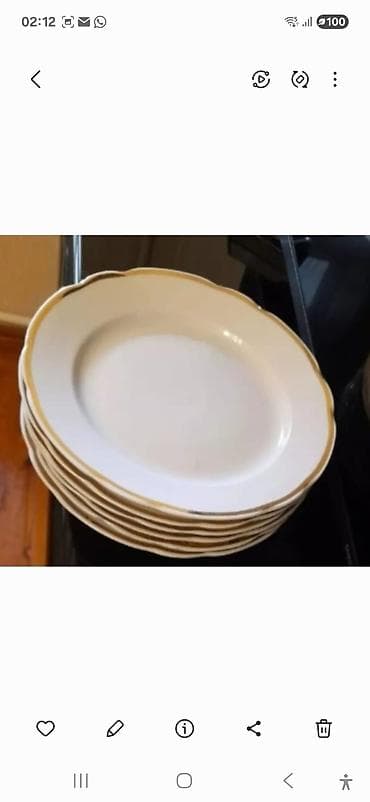 tort m: Boşqablar, 6 ədədli dəst, rəng - Ağ, Farfor, SSRİ — 3