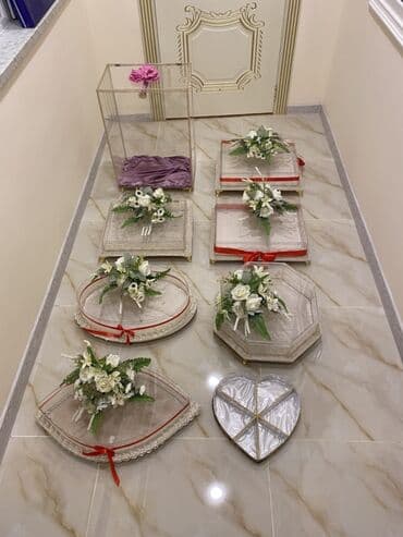 Кухонные принадлежности: Xonça dəsti – nişan/xınayaxdı üçün - Müxtəlif formalarda xonçalar — 1