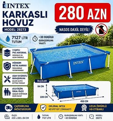 Yeni Şişmə hovuz Intex, 4.1 - 5 m, 3501 - 4000 l — 3