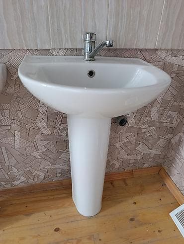 tulpan moyka: Ayaqüstü çanaq (lavabo) – keramika, klassik ağ rəng — 4
