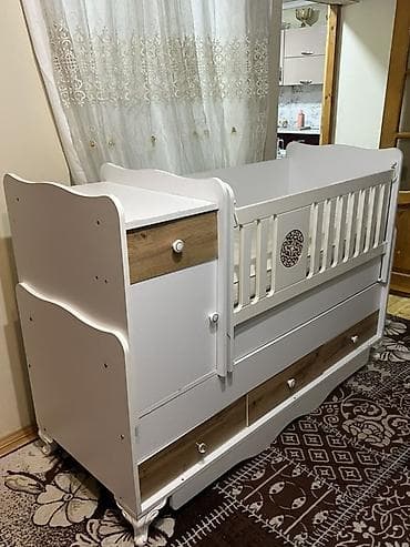 akasiya agaci: Bebeco transformasiya olunan beşik/uşaq çarpayısı - Rəng: ağ, ağac — 3