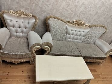 куханная мебель: Klassik üslubda qonaq otağı dəsti Tərkib: - 1 ədəd üçlü divan - 2 — 1