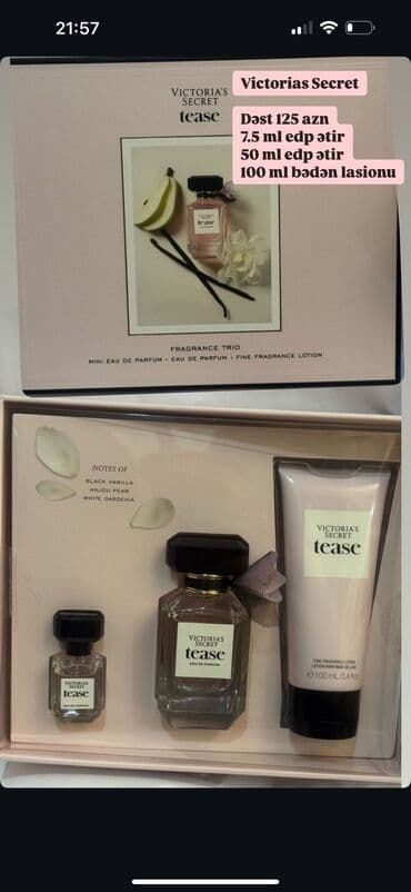 Victoria's Secret Tease ətir dəsti, zərif qoxusu ilə seçilir. Dəstə