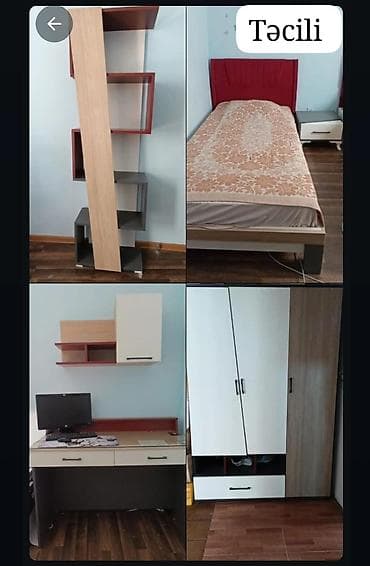 Oğlan və qız üçün, İşlənmiş, Təknəfərlik çarpayı, Yazı masası, Dolab