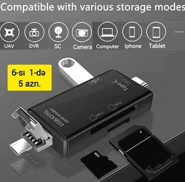kamera dəsti: Çoxfunksiyalı USB-C OTG KART OXUYUCU ADAPTERİ. SD və TF kartları — 24