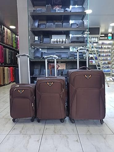 suktur: Qəhvəyi rəngdə 3-lü səyahət çamadan dəsti - Ölçülər: kiçik, orta və — 1