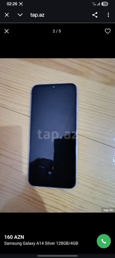 Samsung Galaxy A14, 128 GB, rəng - Gümüşü, Sensor, Barmaq izi, İki sim kartlı