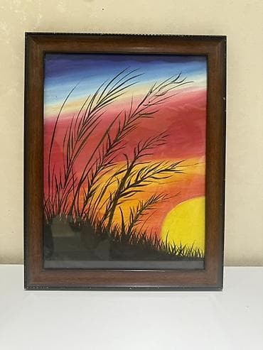 qamiş: Rəsm əsəri – gün batımı mənzərəsi əl işi - Texnika: akril/quaş — 1