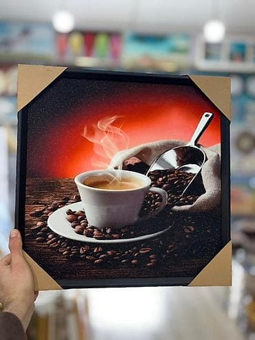 urban sekilleri: Kafe mövzulu divar rəsmləri – çərçivəli dekor seti Divar tablosu kofe — 3
