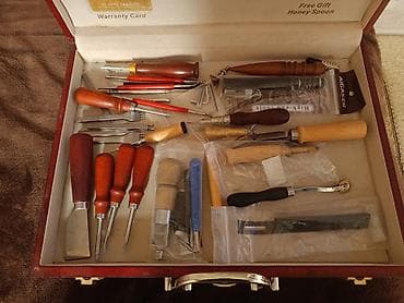 Mexaniki əl alətləri: Dəri və əl işləri üçün peşəkar alət dəsti – taxta qutuda tam komplekt — 5