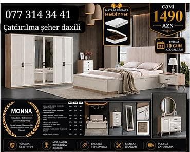 MONNA yataq dəsti Komplektə daxildir: - 4 qapılı dolab (2 güzgülü) –