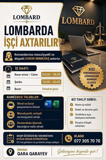 qar tekeri: Ofis menecer, katib tələb olunur — 1
