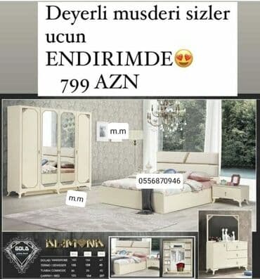 İkinəfərlik çarpayı, Dolab, Termo, 2 tumba, Azərbaycan, Yeni