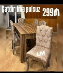 uqolnik qiyməti: Qonaq otağı üçün, Yeni, Açılmayan, Dördbucaq masa, 6 stul — 9