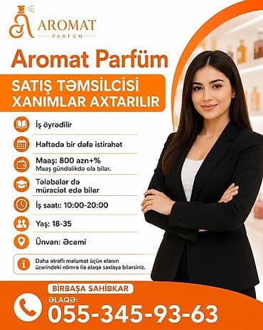 Əməkdaş axtarışı (vakansiyalar): Satış məsləhətçisi tələb olunur, Yalnız qadınlar üçün, İstənilən yaş, Təcrübəsiz, Həftəlik ödəniş — 2