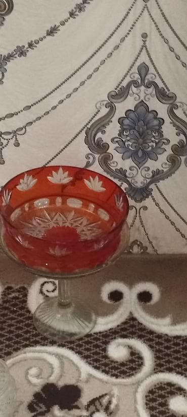 konfet qabi: Şüşə/Kristal meyvə-şirniyyat qabları dəsti - Material: şəffaf şüşə — 9