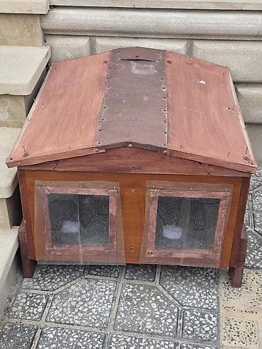 sosiska it: Taxta it evi / pişik evi - Material: tam taxta konstruksiya, ön — 1