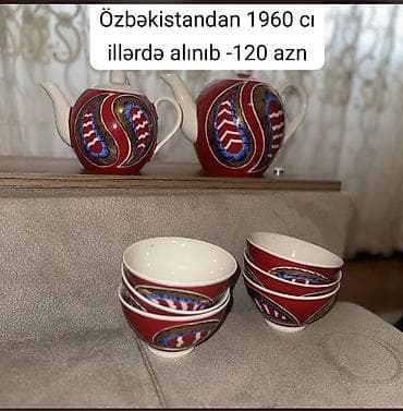 Чайный набор, цвет - Красный, Фарфор